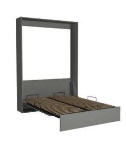 Calicosy Lits Lit Escamotable Vertical 1-2 Places - 140 X 200 Cm - Marron -Sommiers Soldes lit escamotable vertical 1 2 places 140 x 200 cm gris