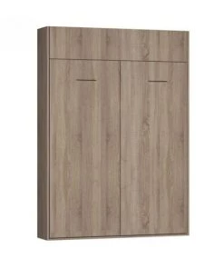 Calicosy Lits Lit Escamotable Vertical 1-2 Places - 140 X 200 Cm - Marron -Sommiers Soldes lit escamotable vertical 1 2 places 140 x 200 cm marron 2