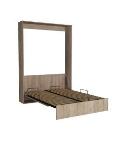 Calicosy Lits Lit Escamotable Vertical 1-2 Places - 140 X 200 Cm - Marron