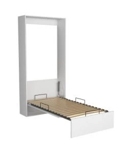 Calicosy Lits Lit Escamotable Vertical 1 Place - 90 X 200 Cm - Marron -Sommiers Soldes lit escamotable vertical 1 place 90 x 200 cm blanc 5