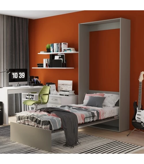 Calicosy Lits Lit Escamotable Vertical 1 Place - 90 X 200 Cm - Gris 4 Calicosy Lits Lit Escamotable Vertical 1 Place - 90 X 200 Cm - Gris – Image 2