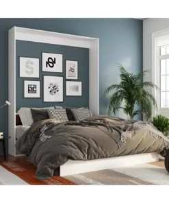 Calicosy Lits Lit Escamotable Vertical 1 Place Avec Pied - 160x200 Cm - Blanc -Sommiers Soldes lit escamotable vertical 1 place avec pied 160x200 cm blanc 2