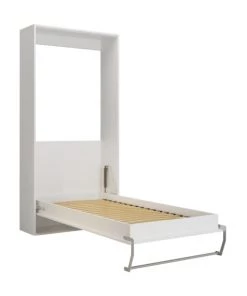 Calicosy Lits Lit Escamotable Vertical 1 Place Avec Pied - 90x200 Cm - Blanc