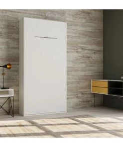 Calicosy Lits Lit Escamotable Vertical 1 Place Avec Pied - 90x200 Cm - Blanc -Sommiers Soldes lit escamotable vertical 1 place avec pied 90x200 cm blanc 3