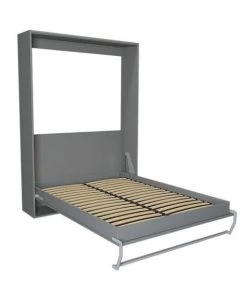 Calicosy Lits Lit Escamotable Vertical 2 Places Avec Pied - 140x200 Cm - Gris