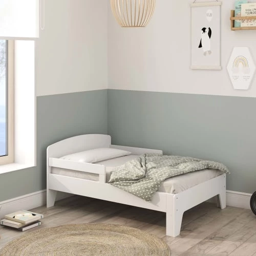 HOMN Lits Lit évolutif 90x140/190 Cm Blanc, MDF Laqué 4 HOMN Lits Lit évolutif 90x140/190 Cm Blanc, MDF Laqué – Image 2