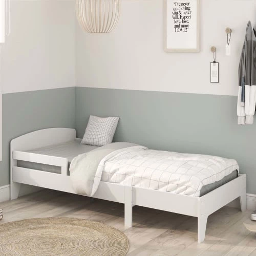 HOMN Lits Lit évolutif 90x140/190 Cm Blanc, MDF Laqué 5 HOMN Lits Lit évolutif 90x140/190 Cm Blanc, MDF Laqué – Image 3