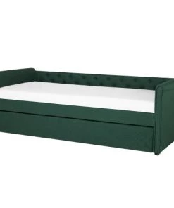 Beliani Lits Lit Gigogne En Tissu Vert Foncé 80 X 200 Cm -Sommiers Soldes lit gigogne en tissu vert fonce 80 x 200 cm 2