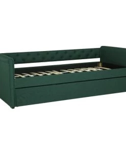 Beliani Lits Lit Gigogne En Tissu Vert Foncé 80 X 200 Cm -Sommiers Soldes lit gigogne en tissu vert fonce 80 x 200 cm 5