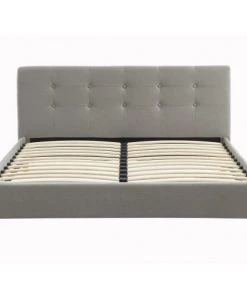 Homifab Lits Lit Gris Clair 140x190 Avec Sommier à Lattes Et Tête De Lit -Sommiers Soldes lit gris clair 140x190 avec sommier a lattes et tete de lit 2