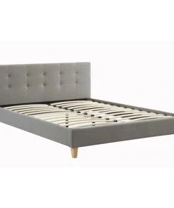 Homifab Lits Lit Gris Clair 140x190 Avec Sommier à Lattes Et Tête De Lit -Sommiers Soldes lit gris clair 140x190 avec sommier a lattes et tete de lit 4