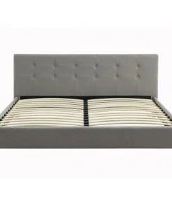 Homifab Lits Lit Gris Clair 160x200 Avec Sommier à Lattes Et Tête De Lit -Sommiers Soldes lit gris clair 160x200 avec sommier a lattes et tete de lit 2