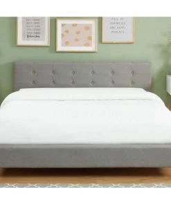 Homifab Lits Lit Gris Clair 160x200 Avec Sommier à Lattes Et Tête De Lit -Sommiers Soldes lit gris clair 160x200 avec sommier a lattes et tete de lit 3