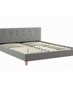Homifab Lits Lit Gris Clair 160x200 Avec Sommier à Lattes Et Tête De Lit -Sommiers Soldes lit gris clair 160x200 avec sommier a lattes et tete de lit 4