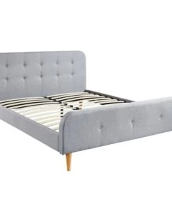 Homifab Lits Lit Gris Clair Avec Sommier à Lattes Et Tête De Lit 180x200 -Sommiers Soldes lit gris clair avec sommier a lattes et tete de lit 180x200 3