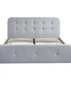 Homifab Lits Lit Gris Clair Avec Sommier à Lattes Et Tête De Lit 180x200 -Sommiers Soldes lit gris clair avec sommier a lattes et tete de lit 180x200 4