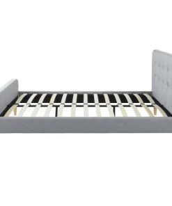 Homifab Lits Lit Gris Clair Avec Sommier à Lattes Et Tête De Lit 180x200 -Sommiers Soldes lit gris clair avec sommier a lattes et tete de lit 180x200 5