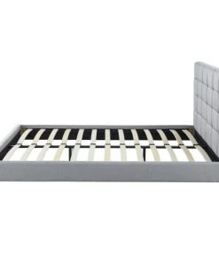 Homifab Lits Lit Gris Clair Avec Tête De Lit Et Sommier 140x190 -Sommiers Soldes lit gris clair avec tete de lit et sommier 140x190 5