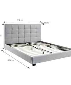 Homifab Lits Lit Gris Clair Avec Tête De Lit Et Sommier 140x190 -Sommiers Soldes lit gris clair avec tete de lit et sommier 140x190 6