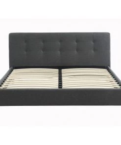 Homifab Lits Lit Gris Foncé 140x190 Avec Sommier à Lattes Et Tête De Lit -Sommiers Soldes lit gris fonce 140x190 avec sommier a lattes et tete de lit 2