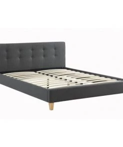 Homifab Lits Lit Gris Foncé 140x190 Avec Sommier à Lattes Et Tête De Lit -Sommiers Soldes lit gris fonce 140x190 avec sommier a lattes et tete de lit 4