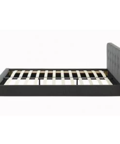 Homifab Lits Lit Gris Foncé 140x190 Avec Sommier à Lattes Et Tête De Lit -Sommiers Soldes lit gris fonce 140x190 avec sommier a lattes et tete de lit 5