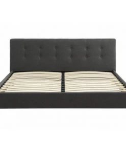 Homifab Lits Lit Gris Foncé 160x200 Avec Sommier à Lattes Et Tête De Lit -Sommiers Soldes lit gris fonce 160x200 avec sommier a lattes et tete de lit 2