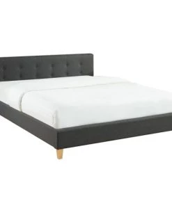Homifab Lits Lit Gris Foncé 160x200 Avec Sommier à Lattes Et Tête De Lit