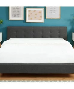 Homifab Lits Lit Gris Foncé 160x200 Avec Sommier à Lattes Et Tête De Lit -Sommiers Soldes lit gris fonce 160x200 avec sommier a lattes et tete de lit 3