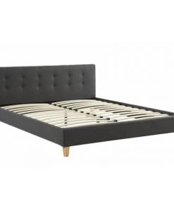 Homifab Lits Lit Gris Foncé 160x200 Avec Sommier à Lattes Et Tête De Lit -Sommiers Soldes lit gris fonce 160x200 avec sommier a lattes et tete de lit 4