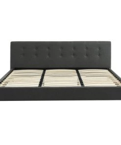 Homifab Lits Lit Gris Foncé 180x200 Avec Sommier à Lattes Et Tête De Lit -Sommiers Soldes lit gris fonce 180x200 avec sommier a lattes et tete de lit 2