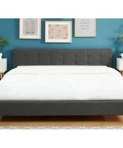 Homifab Lits Lit Gris Foncé 180x200 Avec Sommier à Lattes Et Tête De Lit -Sommiers Soldes lit gris fonce 180x200 avec sommier a lattes et tete de lit 3