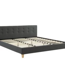 Homifab Lits Lit Gris Foncé 180x200 Avec Sommier à Lattes Et Tête De Lit -Sommiers Soldes lit gris fonce 180x200 avec sommier a lattes et tete de lit 4