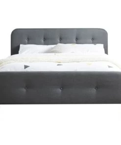 Homifab Lits Lit Gris Foncé Avec Sommier à Lattes Et Tête De Lit 160x200