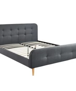 Homifab Lits Lit Gris Foncé Avec Sommier à Lattes Et Tête De Lit 160x200 -Sommiers Soldes lit gris fonce avec sommier a lattes et tete de lit 160x200 3