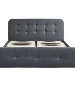 Homifab Lits Lit Gris Foncé Avec Sommier à Lattes Et Tête De Lit 160x200 -Sommiers Soldes lit gris fonce avec sommier a lattes et tete de lit 160x200 4