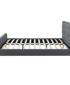 Homifab Lits Lit Gris Foncé Avec Sommier à Lattes Et Tête De Lit 160x200 -Sommiers Soldes lit gris fonce avec sommier a lattes et tete de lit 160x200 5