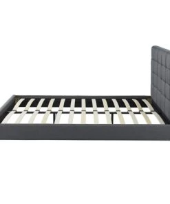 Homifab Lits Lit Gris Foncé Avec Tête De Lit Et Sommier 140x190 -Sommiers Soldes lit gris fonce avec tete de lit et sommier 140x190 5