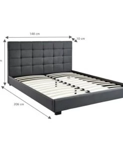 Homifab Lits Lit Gris Foncé Avec Tête De Lit Et Sommier 140x190 -Sommiers Soldes lit gris fonce avec tete de lit et sommier 140x190 6