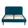 Drawer Lits Lit Matelassé En Velours 140x190cm Bleu Paon -Sommiers Soldes lit matelasse en velours 140x190cm bleu paon