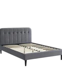 Drawer Lits Lit Matelassé En Velours 140x190cm Gris Anthracite -Sommiers Soldes lit matelasse en velours 140x190cm gris anthracite 3