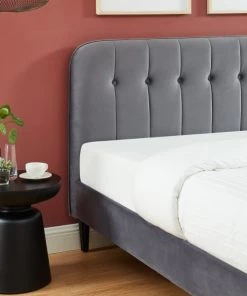 Drawer Lits Lit Matelassé En Velours 140x190cm Gris Anthracite -Sommiers Soldes lit matelasse en velours 140x190cm gris anthracite 5