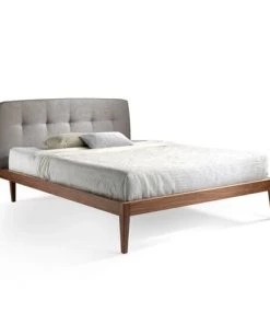 Angel Cerda Lits Lit Placage Noyer 150x200 Avec Tête De Lit Tissu Avec Sommier