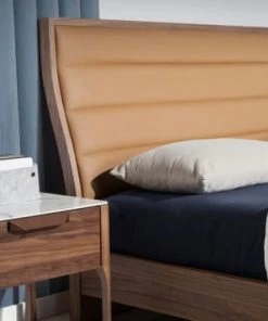 Angel Cerda Lits Lit Placage Noyer 150x200 Simili Cuir Marron Avec Sommier Inclus -Sommiers Soldes lit placage noyer 150x200 simili cuir marron avec sommier inclus 2