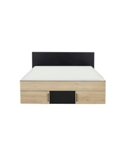 Diagone Lits Lit Rangement 140x190 Effet Bois Marron Clair