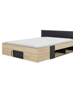 Diagone Lits Lit Rangement 160x200 Effet Bois Marron Clair -Sommiers Soldes lit rangement 160x200 effet bois marron clair 2