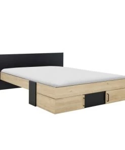 Diagone Lits Lit Rangement 160x200 Effet Bois Marron Clair -Sommiers Soldes lit rangement 160x200 effet bois marron clair 4