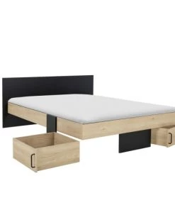 Diagone Lits Lit Rangement 160x200 Effet Bois Marron Clair -Sommiers Soldes lit rangement 160x200 effet bois marron clair 5