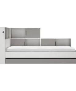 Diagone Lits Lit Rangement 90x200 Effet Bois Gris