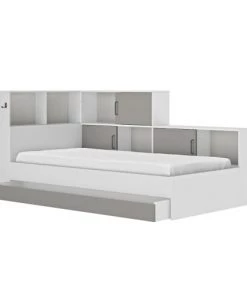 Diagone Lits Lit Rangement 90x200 Effet Bois Gris -Sommiers Soldes lit rangement 90x200 effet bois gris 4